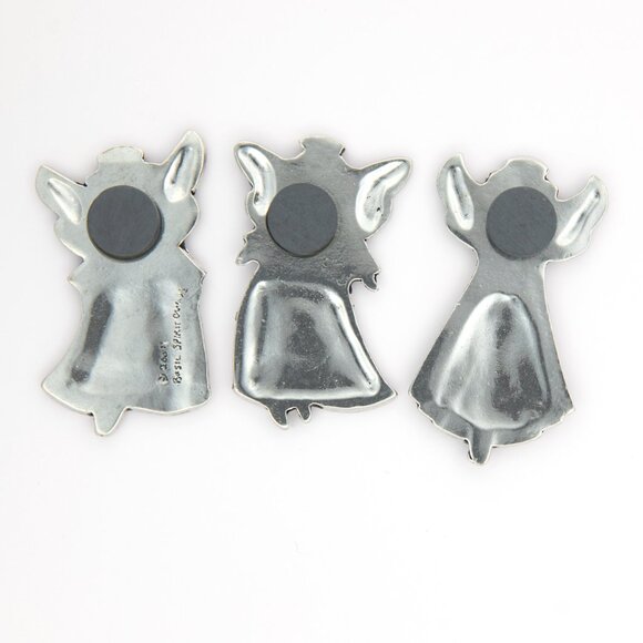 Uno Alla Volta | Pewter Faith Hope Love Angel Magnets | Handcrafted Set of 3 - Picture 3 of 11